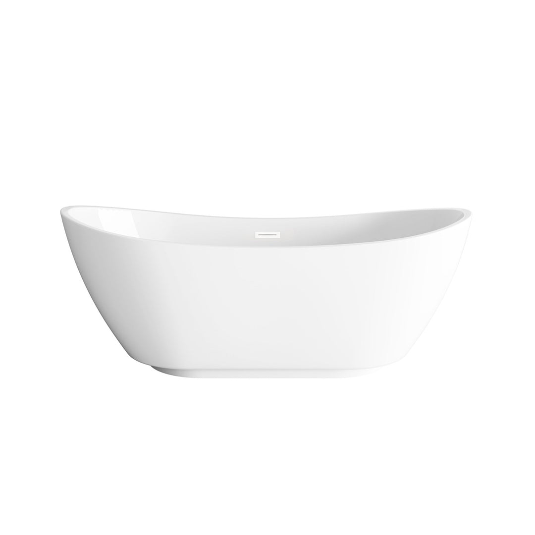67 Inch Soaking Bathtub In Glossy White With Polished White Trim - View 3 - Joshua Marshal