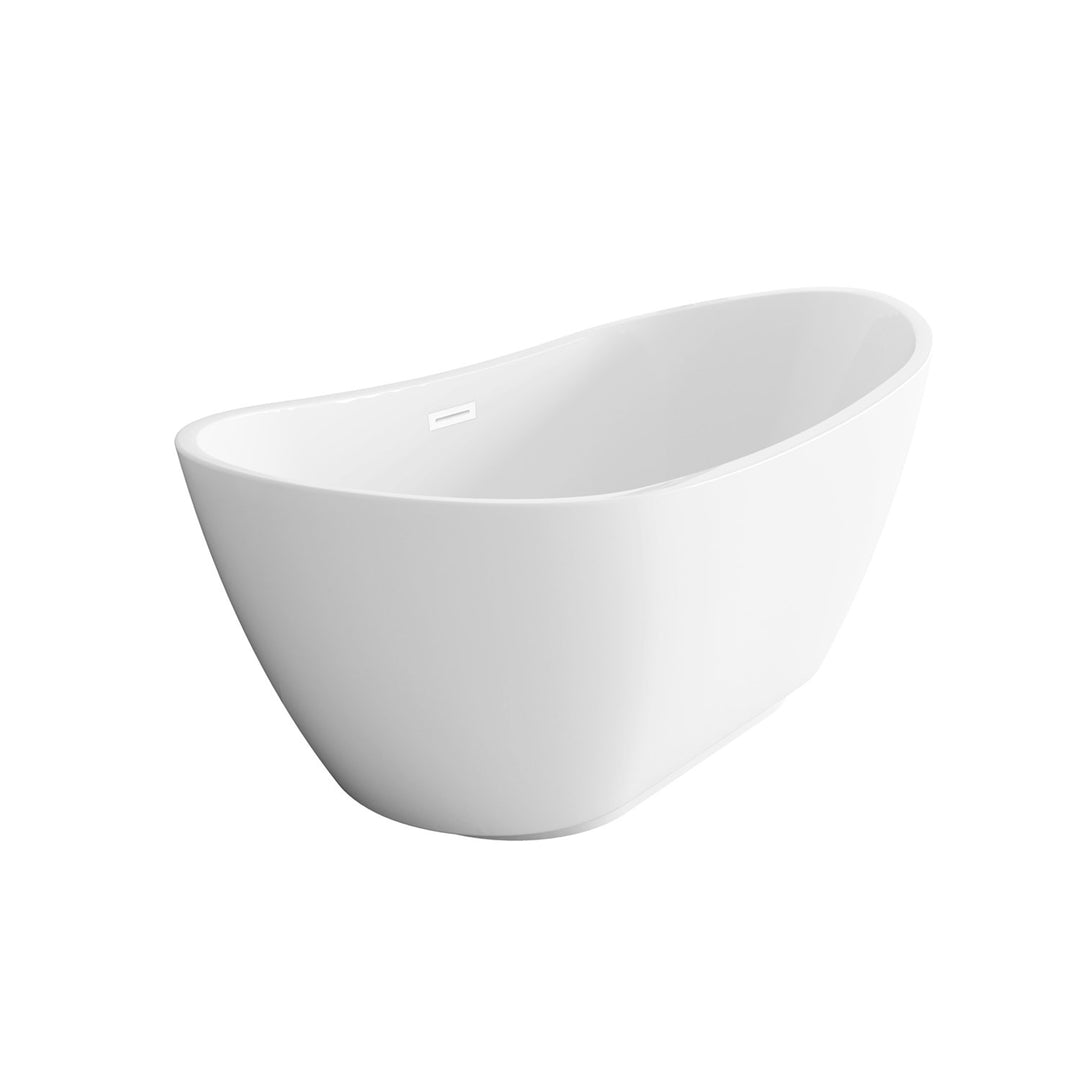 67 Inch Soaking Bathtub In Glossy White With Polished White Trim - View 4 - Joshua Marshal