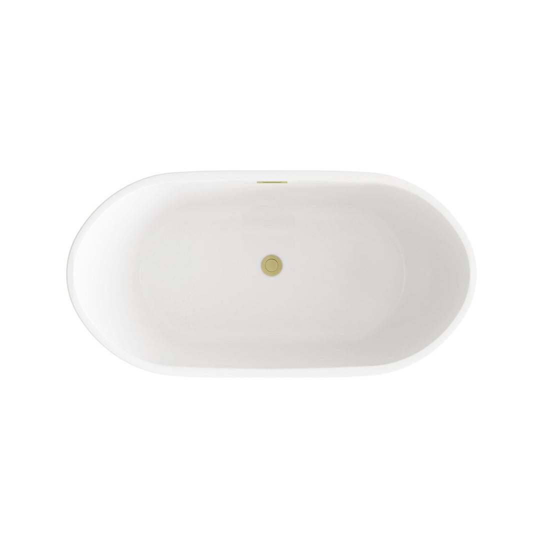 72 Inch Soaking Bathtub In Glossy White With Brushed Gold Trim - View 5 - Joshua Marshal