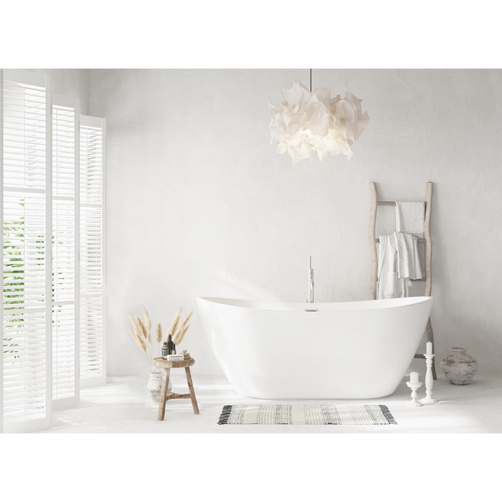 72 Inch Soaking Bathtub In Glossy White With Brushed Nickel Trim - View 2 - Joshua Marshal