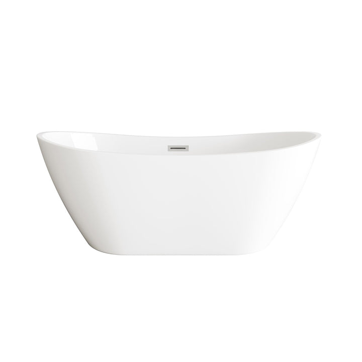 72 Inch Soaking Bathtub In Glossy White With Brushed Nickel Trim - View 3 - Joshua Marshal