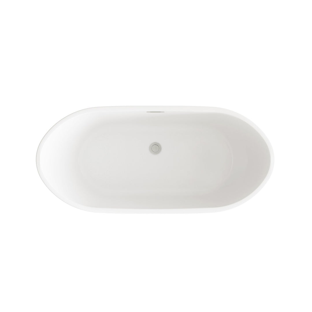 72 Inch Soaking Bathtub In Glossy White With Brushed Nickel Trim - View 4 - Joshua Marshal