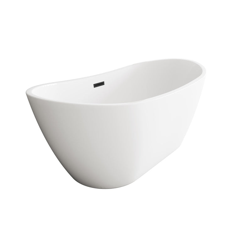 72 Inch Soaking Bathtub In Glossy White With Matte Black Trim - View 4 - Joshua Marshal