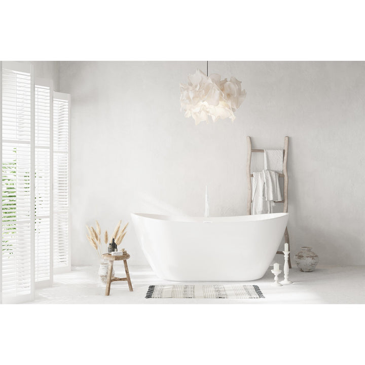 72 Inch Soaking Bathtub In Glossy White With Polished White Trim - View 2 - Joshua Marshal