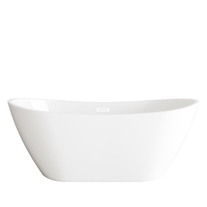 72 Inch Soaking Bathtub In Glossy White With Polished White Trim - View 3 - Joshua Marshal