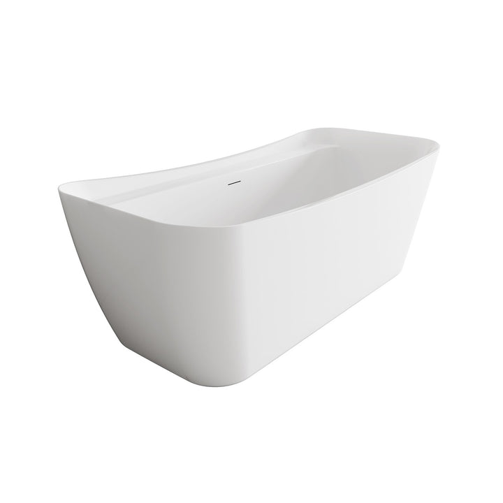59 Inch Soaking Bathtub In Glossy White With Brushed Gold Trim - View 4 - Joshua Marshal