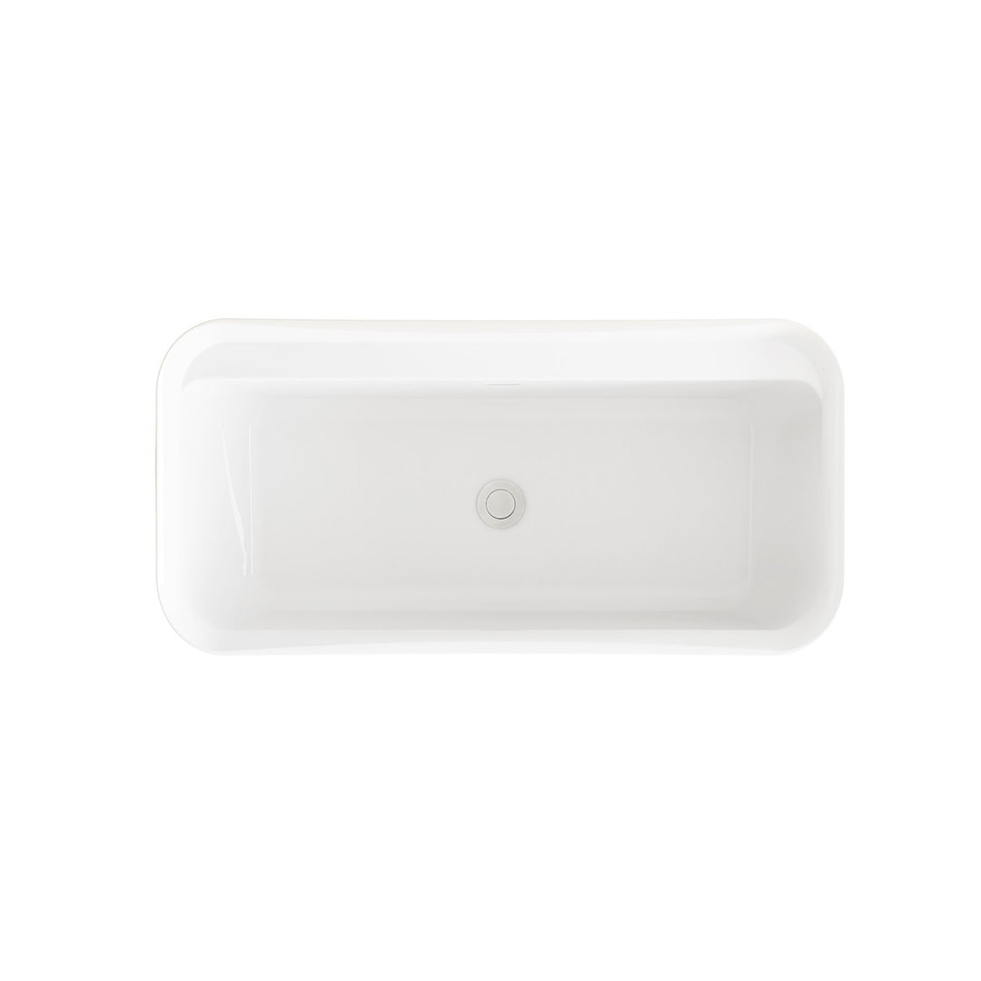 59 Inch Soaking Bathtub In Glossy White With Brushed Nickel Trim - View 5 - Joshua Marshal
