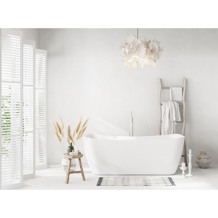 67 Inch Soaking Bathtub In Glossy White With Brushed Nickel Trim - View 2 - Joshua Marshal