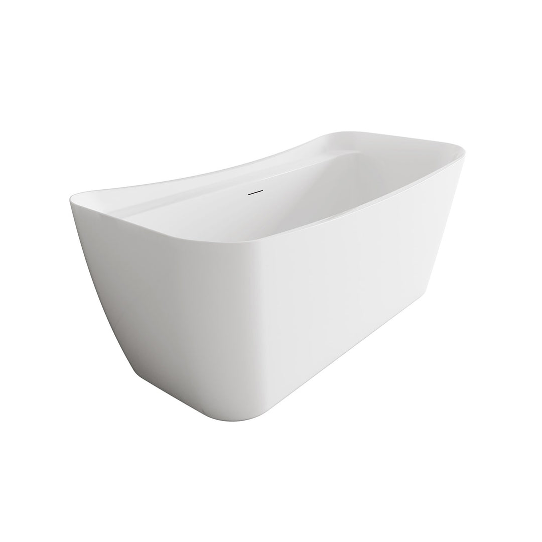 67 Inch Soaking Bathtub In Glossy White With Brushed Nickel Trim - View 4 - Joshua Marshal