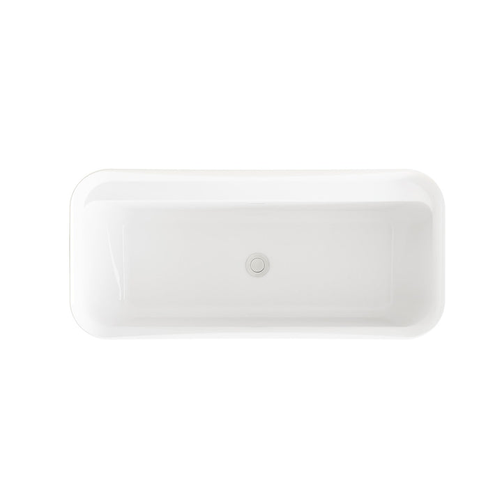 67 Inch Soaking Bathtub In Glossy White With Brushed Nickel Trim - View 5 - Joshua Marshal