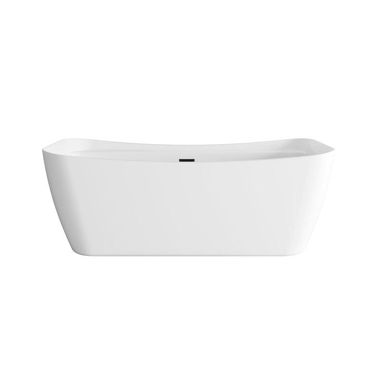 67 Inch Soaking Bathtub In Glossy White With Matte Black Trim - View 3 - Joshua Marshal
