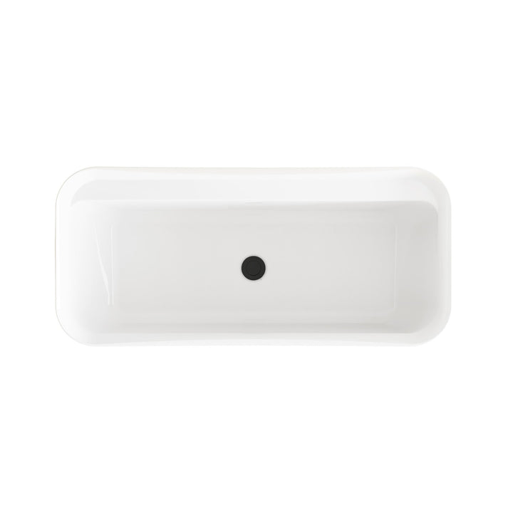 67 Inch Soaking Bathtub In Glossy White With Matte Black Trim - View 4 - Joshua Marshal