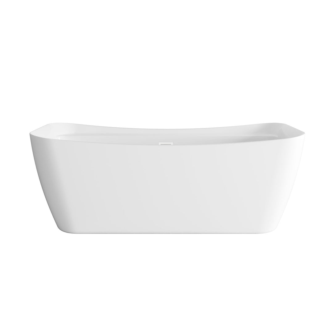 67 Inch Soaking Bathtub In Glossy White With Polished White Trim - View 3 - Joshua Marshal