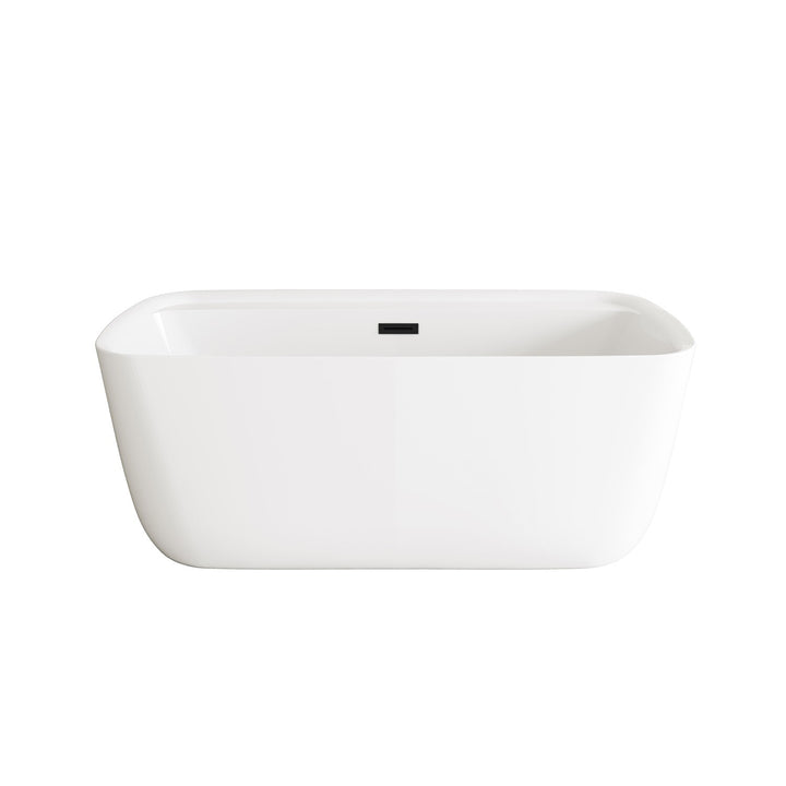 59 Inch Soaking Bathtub In Glossy White With Matte Black Trim - View 3 - Joshua Marshal