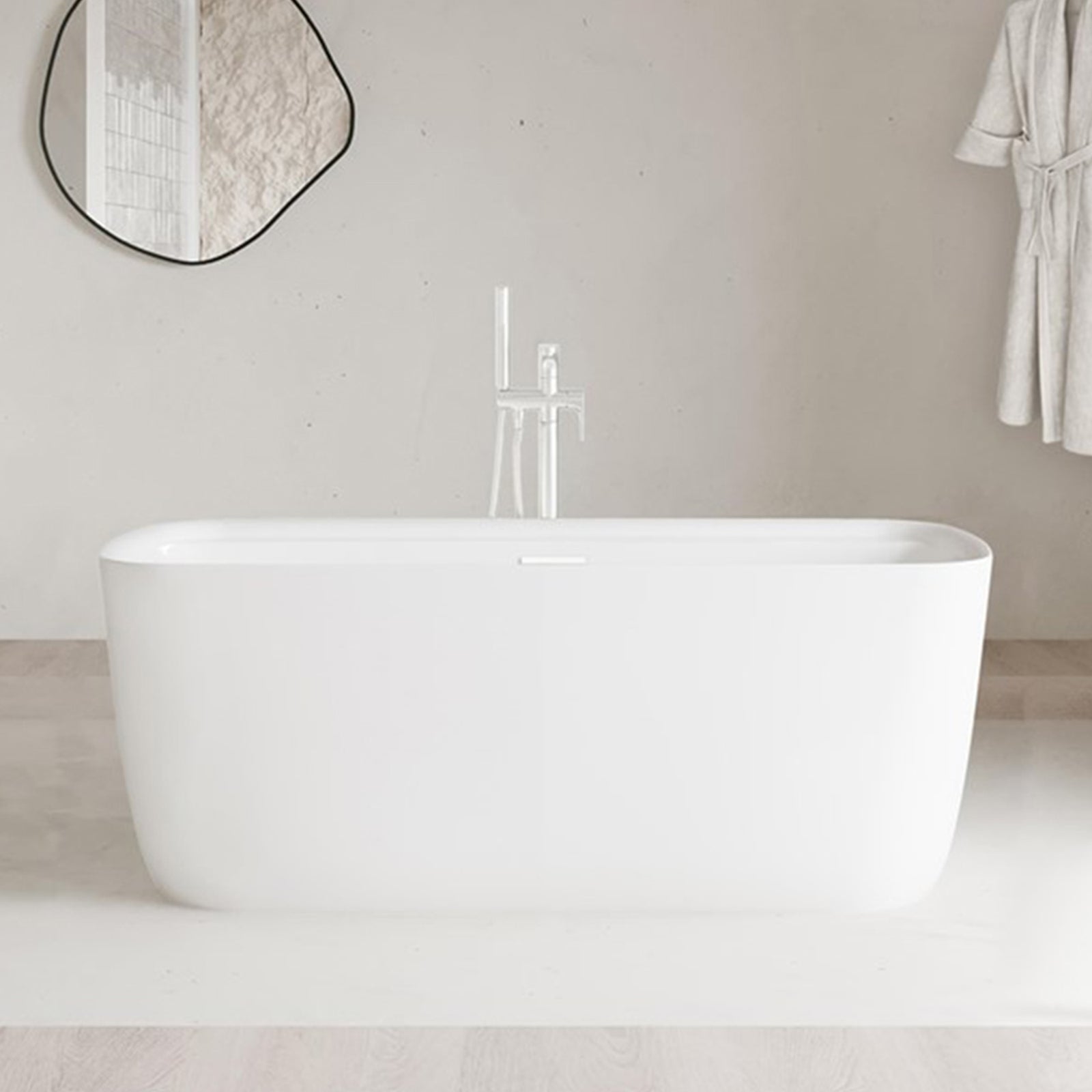 59 Inch Soaking Bathtub In Glossy White With Polished White Trim Glossy White Finish - KITCHEN & BATH by Joshua Marshal
