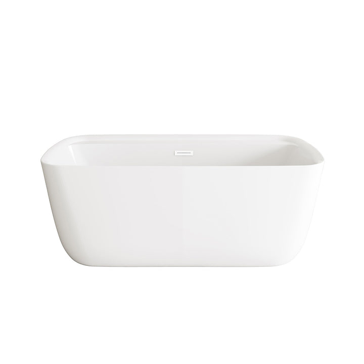 59 Inch Soaking Bathtub In Glossy White With Polished White Trim - View 3 - Joshua Marshal