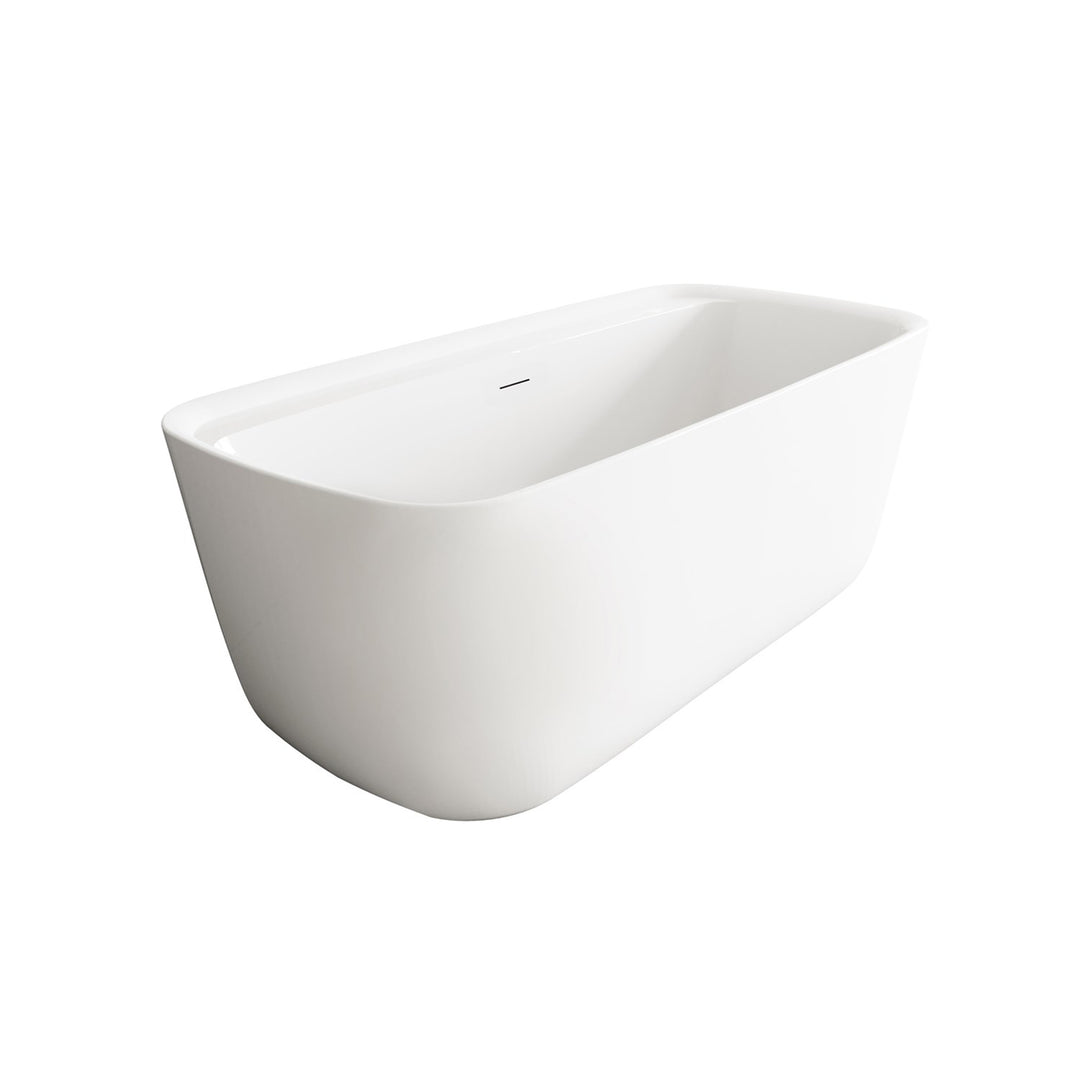 59 Inch Soaking Bathtub In Glossy White With Polished White Trim - View 4 - Joshua Marshal
