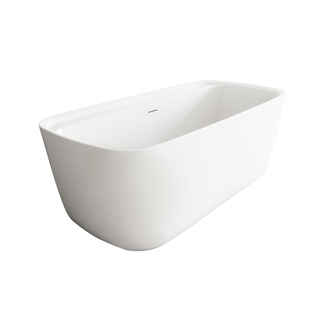 67 Inch Soaking Bathtub In Glossy White With Brushed Gold Trim - View 4 - Joshua Marshal