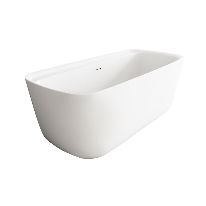 67 Inch Soaking Bathtub In Glossy White With Brushed Nickel Trim - View 4 - Joshua Marshal