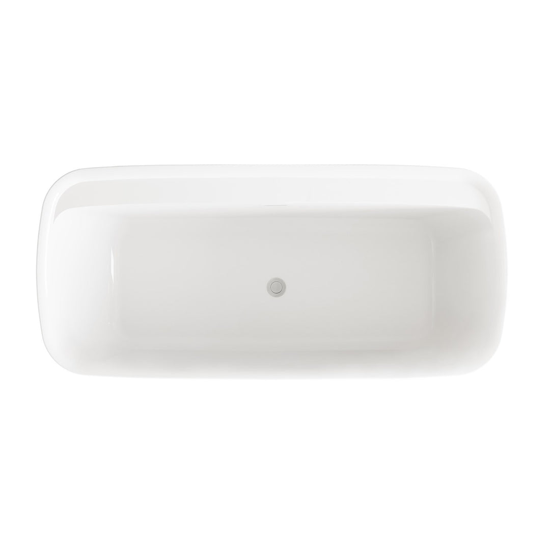 67 Inch Soaking Bathtub In Glossy White With Brushed Nickel Trim - View 5 - Joshua Marshal