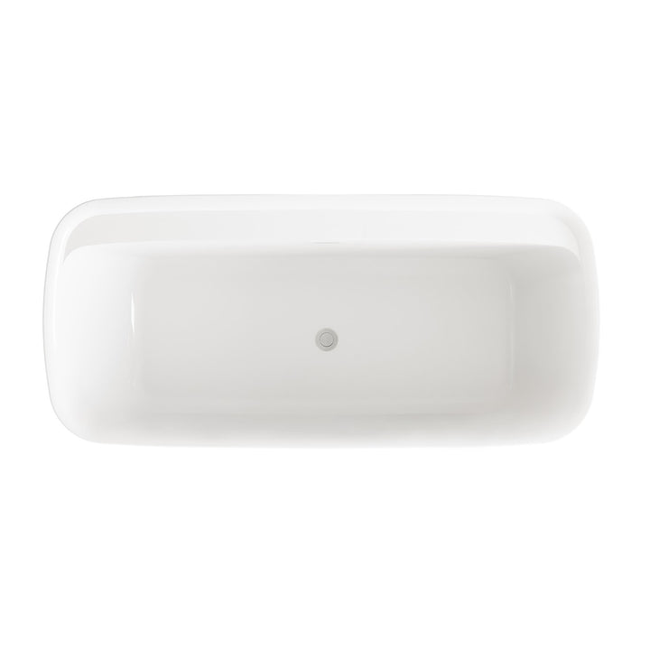 67 Inch Soaking Bathtub In Glossy White With Brushed Nickel Trim - View 5 - Joshua Marshal