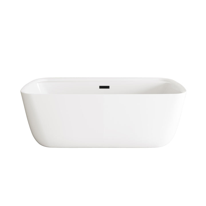 67 Inch Soaking Bathtub In Glossy White With Matte Black Trim JM-856215