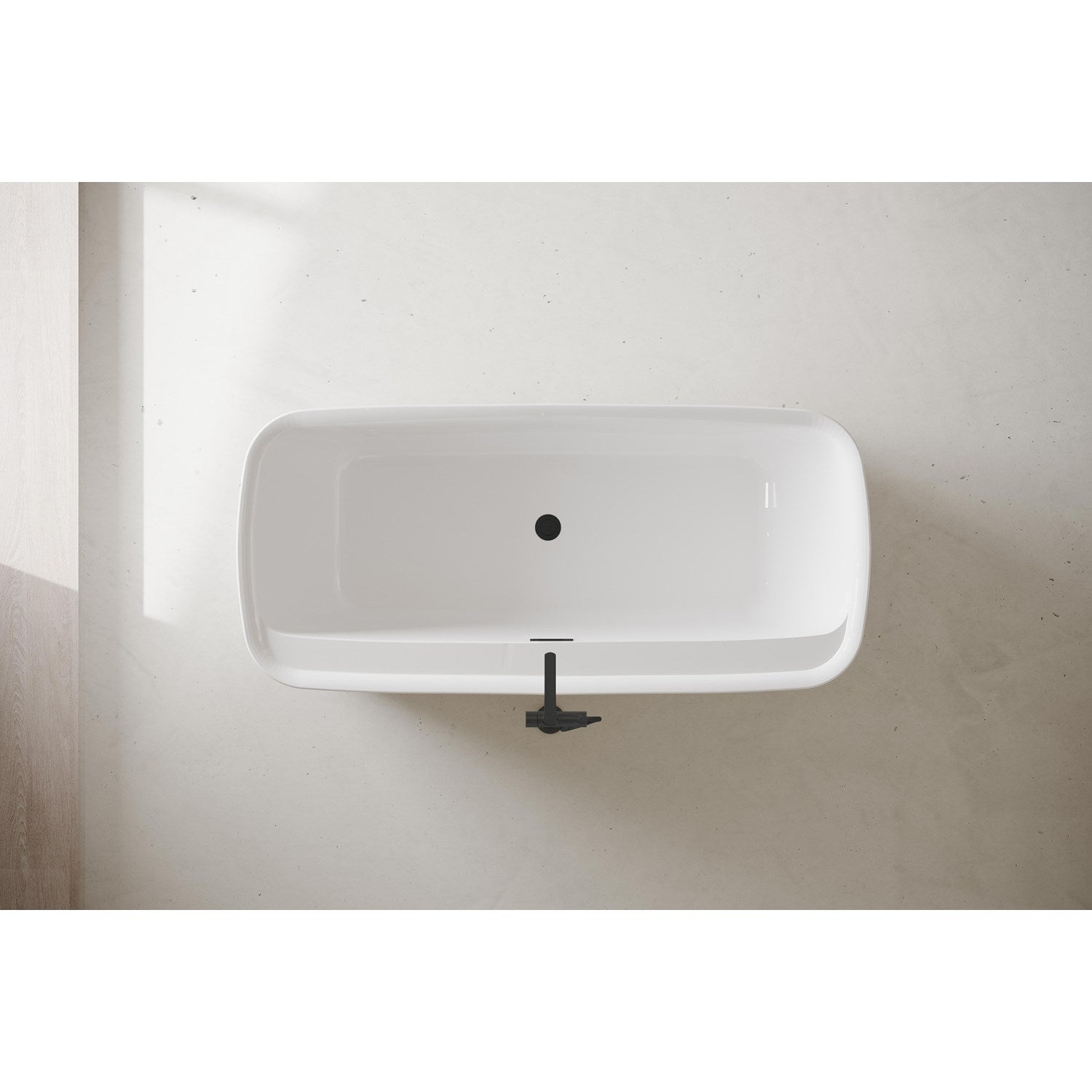 67 Inch Soaking Bathtub In Glossy White With Matte Black Trim JM-856215