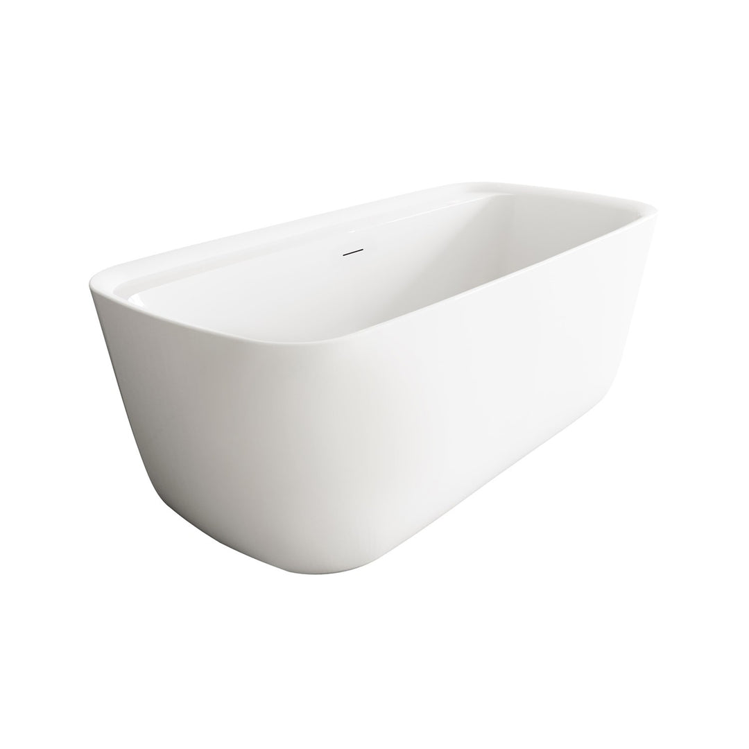 67 Inch Soaking Bathtub In Glossy White With Matte Black Trim - View 4 - Joshua Marshal