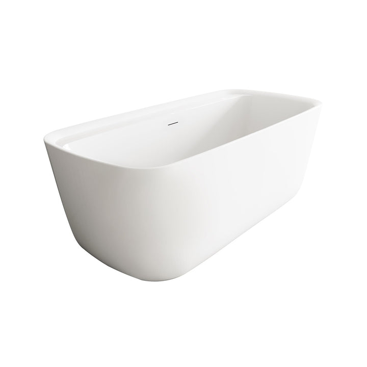 67 Inch Soaking Bathtub In Glossy White With Matte Black Trim - View 4 - Joshua Marshal
