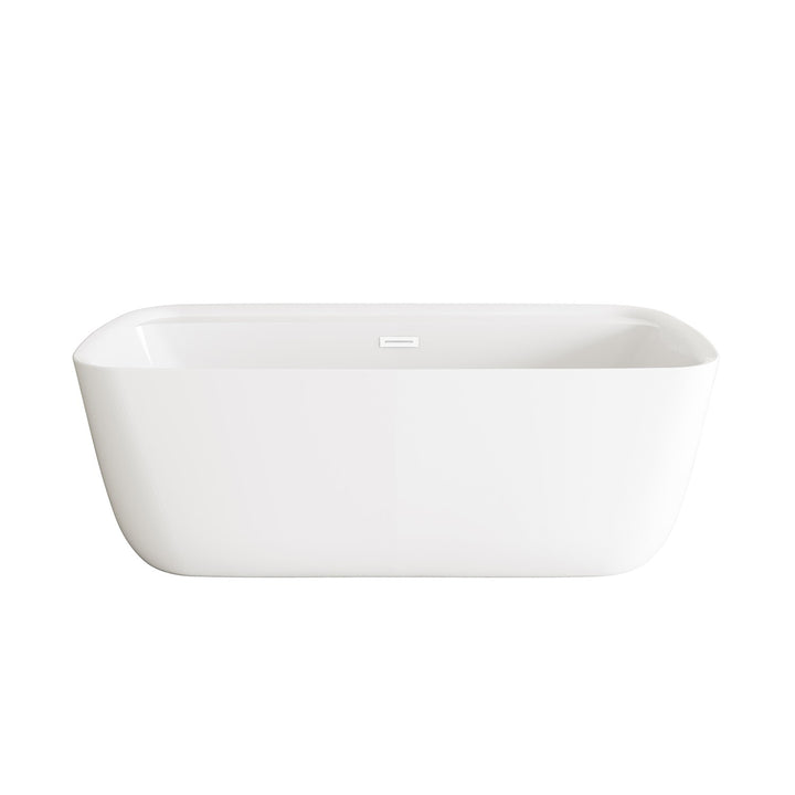 67 Inch Soaking Bathtub In Glossy White With Polished White Trim - View 3 - Joshua Marshal