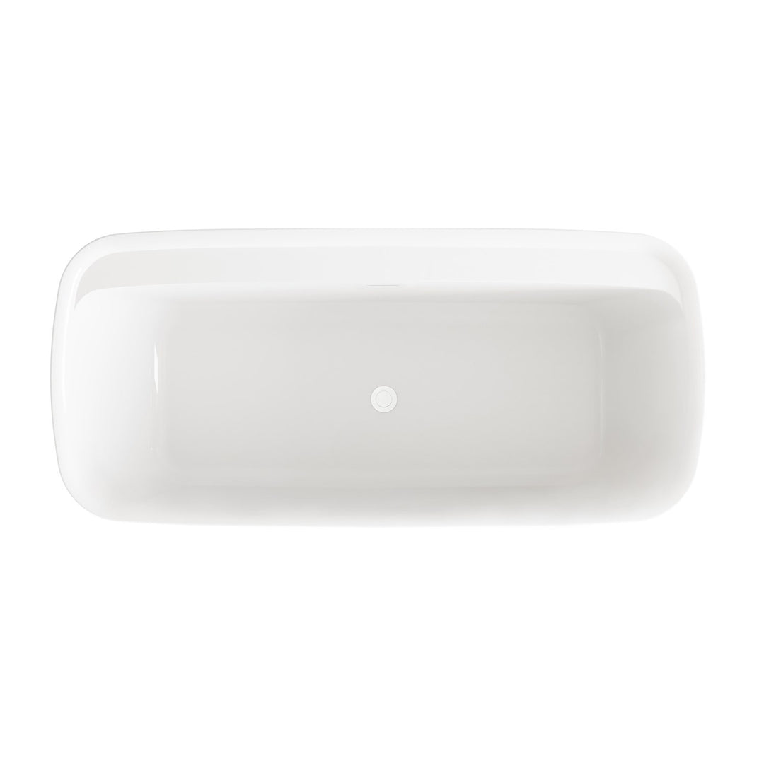67 Inch Soaking Bathtub In Glossy White With Polished White Trim - View 5 - Joshua Marshal
