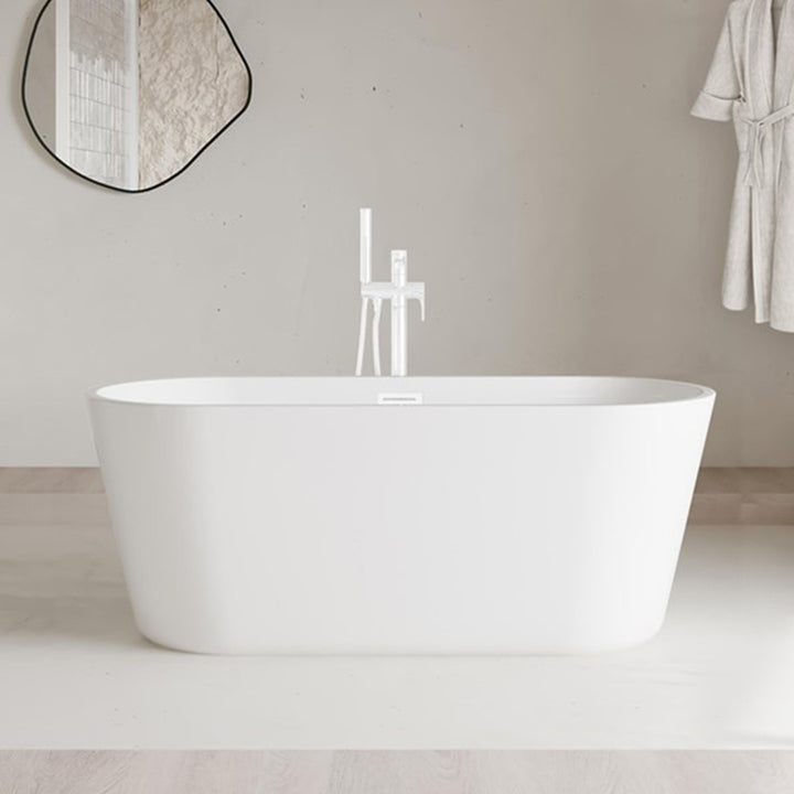 59 Inch Soaking Bathtub In Glossy White With Polished White Trim Glossy White Finish - KITCHEN & BATH by Joshua Marshal