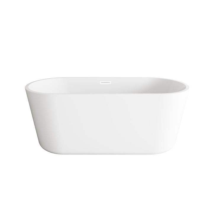 59 Inch Soaking Bathtub In Glossy White With Polished White Trim - View 3 - Joshua Marshal