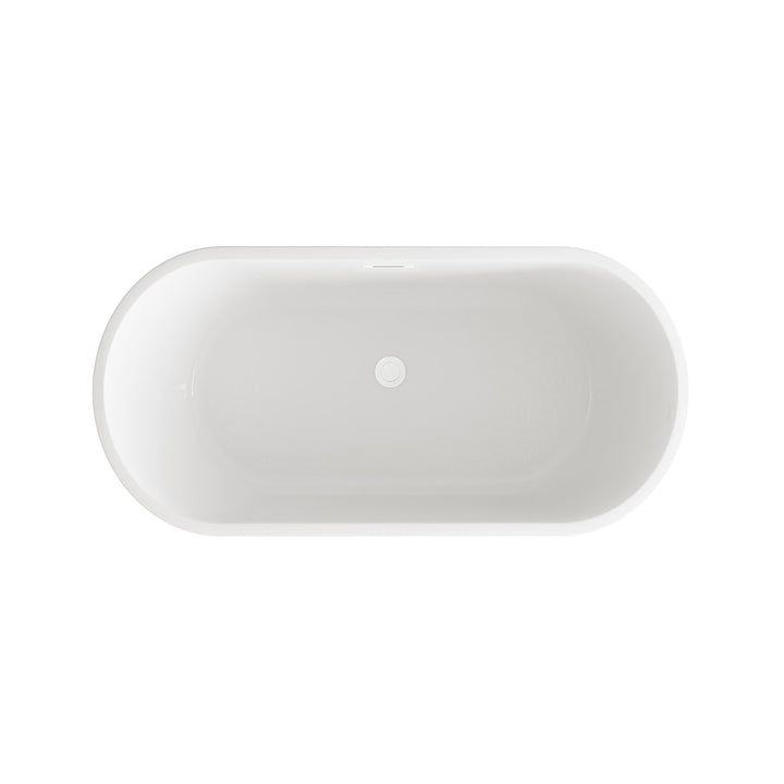 59 Inch Soaking Bathtub In Glossy White With Polished White Trim - View 4 - Joshua Marshal