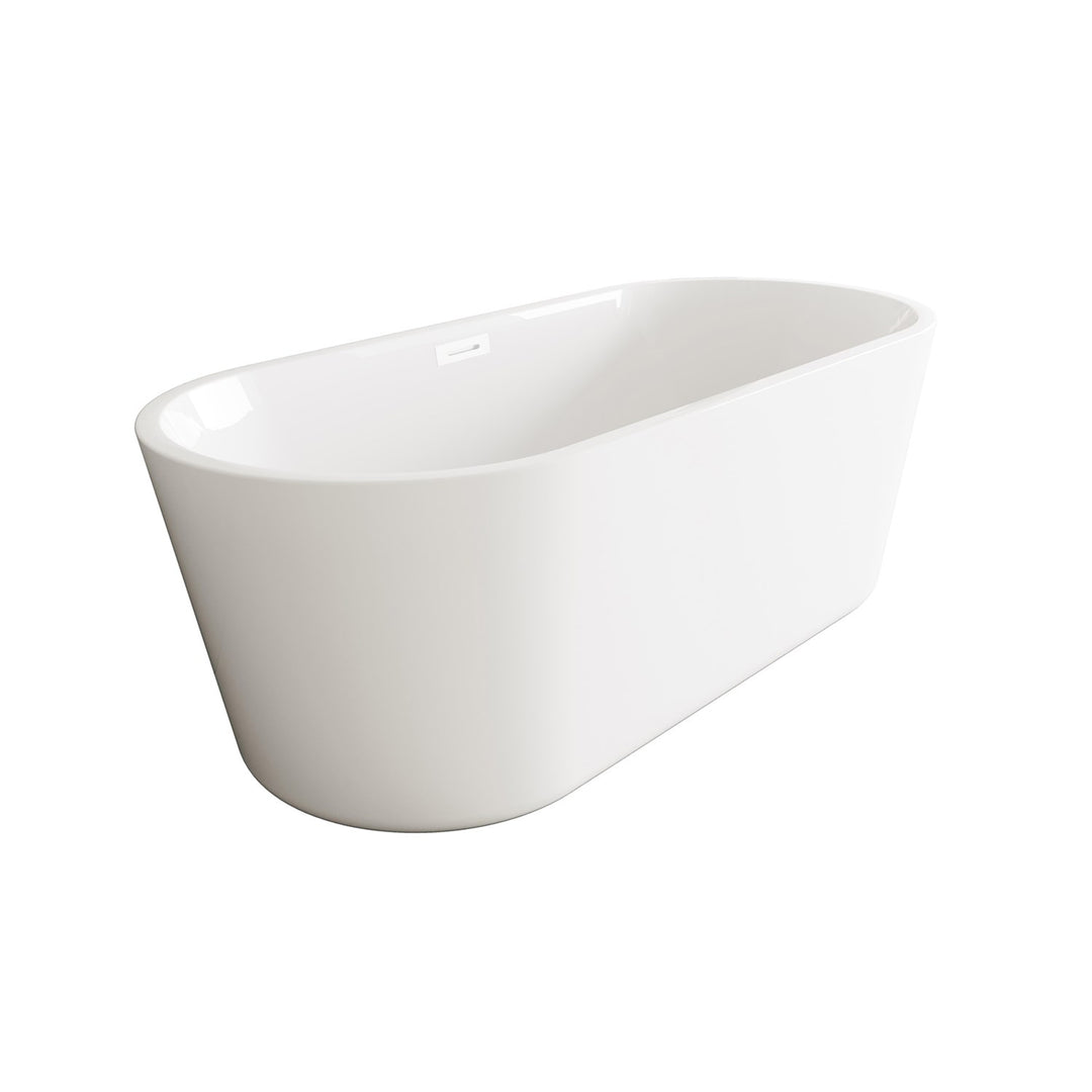 59 Inch Soaking Bathtub In Glossy White With Polished White Trim - View 5 - Joshua Marshal