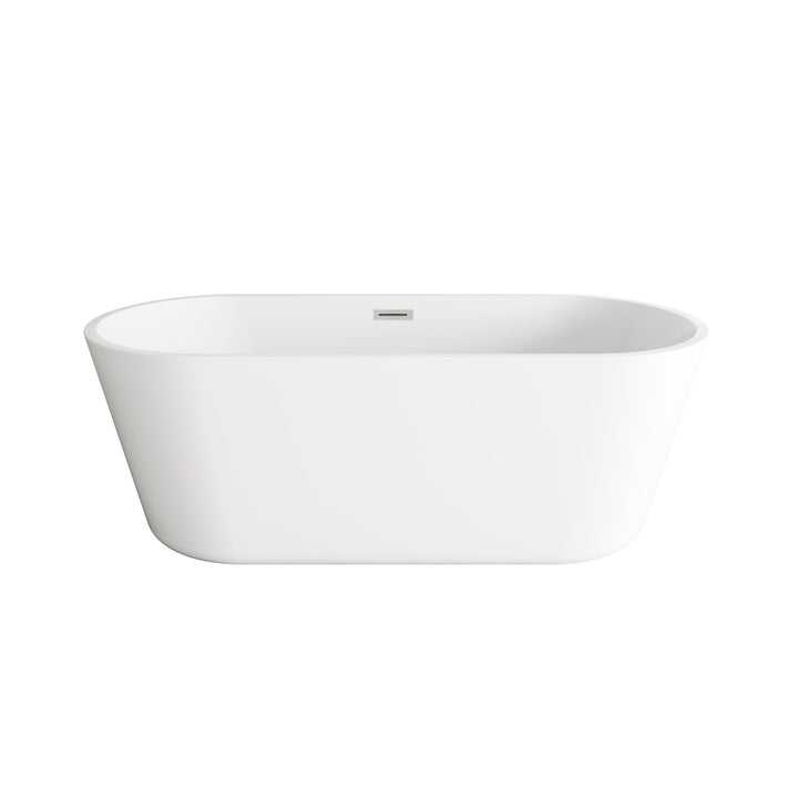 65 Inch Soaking Bathtub In Glossy White With Brushed Nickel Trim - View 3 - Joshua Marshal