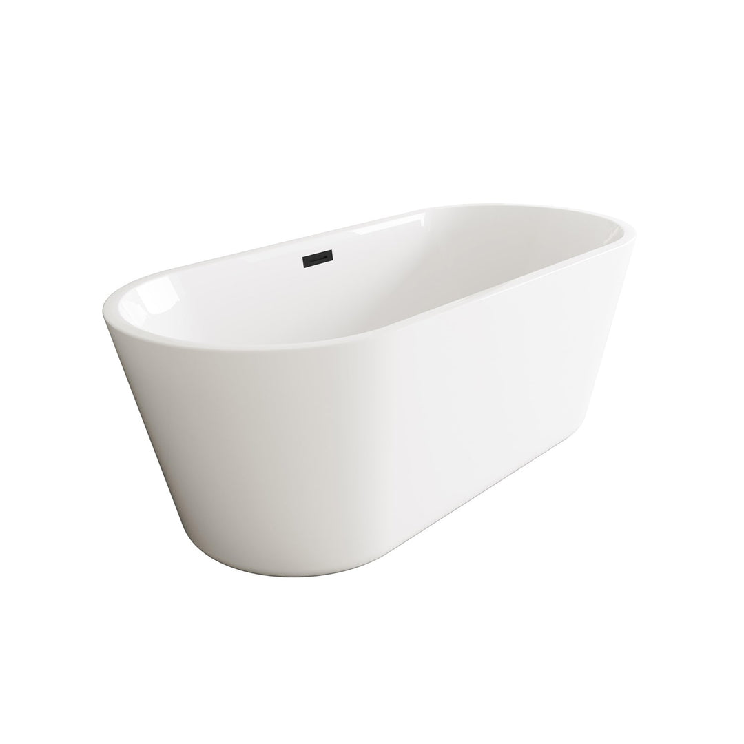 65 Inch Soaking Bathtub In Glossy White With Matte Black Trim - View 4 - Joshua Marshal