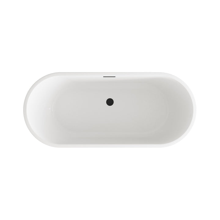 65 Inch Soaking Bathtub In Glossy White With Matte Black Trim - View 6 - Joshua Marshal