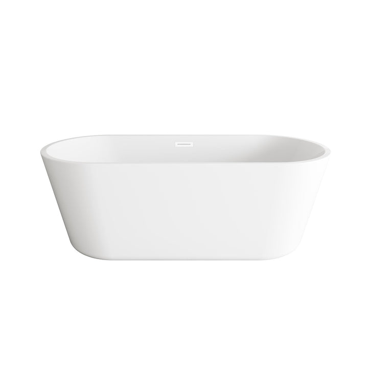 65 Inch Soaking Bathtub In Glossy White With Polished White Trim - View 3 - Joshua Marshal