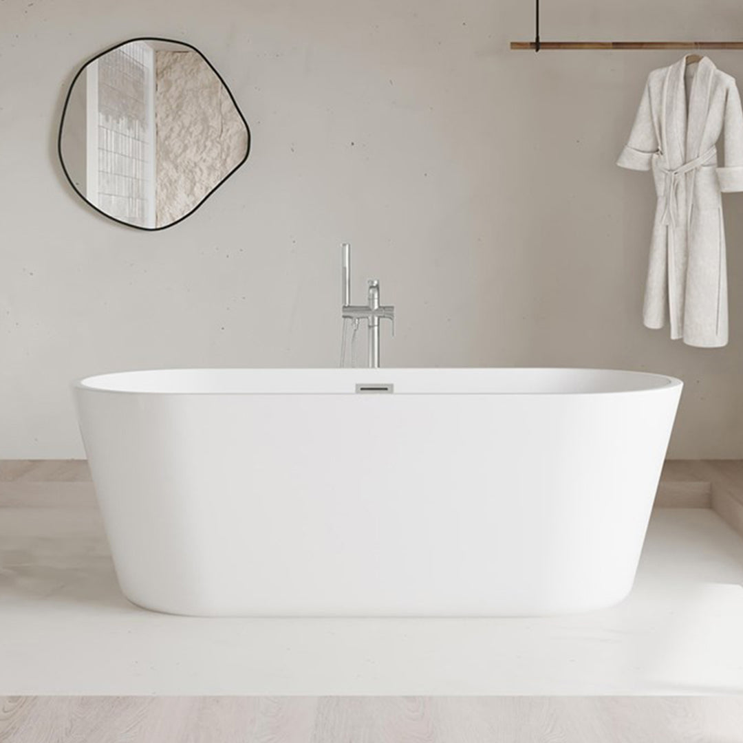 71 Inch Soaking Bathtub In Glossy White With Brushed Nickel Trim Glossy White Finish - KITCHEN & BATH by Joshua Marshal