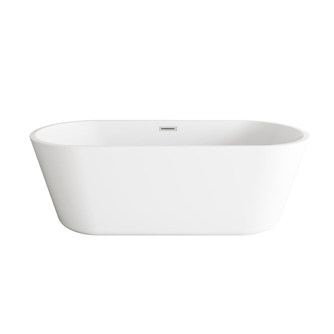 71 Inch Soaking Bathtub In Glossy White With Brushed Nickel Trim - View 3 - Joshua Marshal