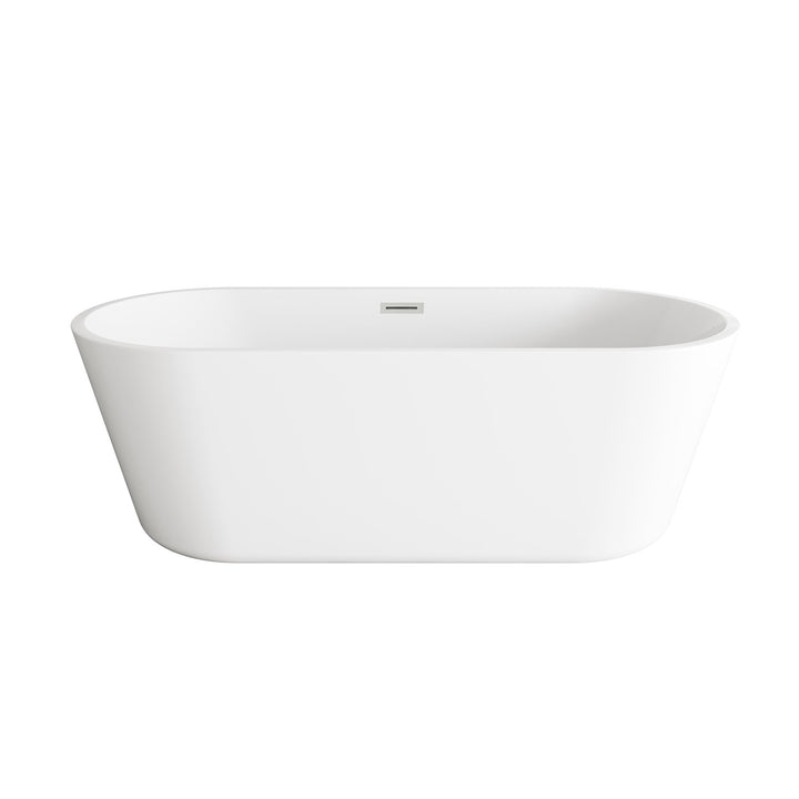 71 Inch Soaking Bathtub In Glossy White With Brushed Nickel Trim - View 3 - Joshua Marshal