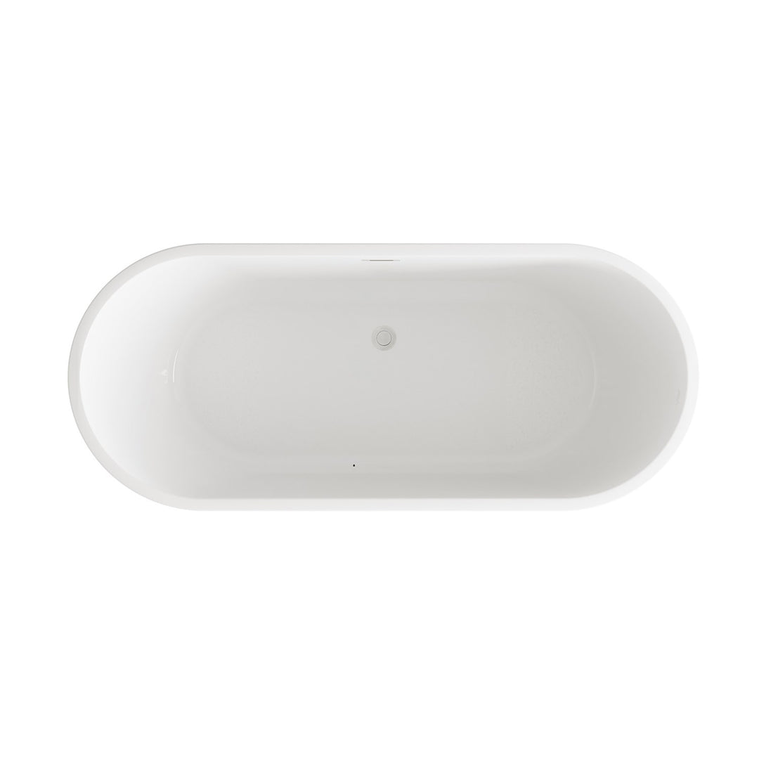 71 Inch Soaking Bathtub In Glossy White With Brushed Nickel Trim - View 5 - Joshua Marshal