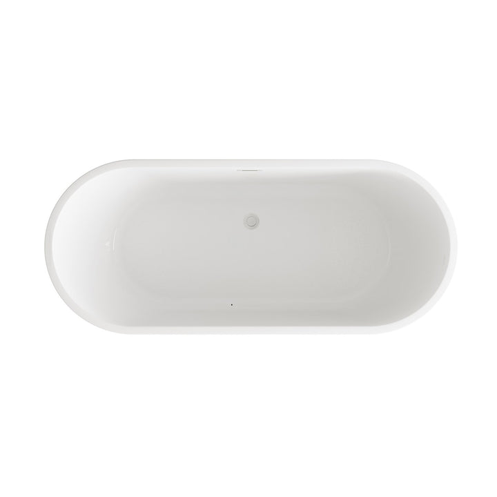 71 Inch Soaking Bathtub In Glossy White With Brushed Nickel Trim - View 5 - Joshua Marshal