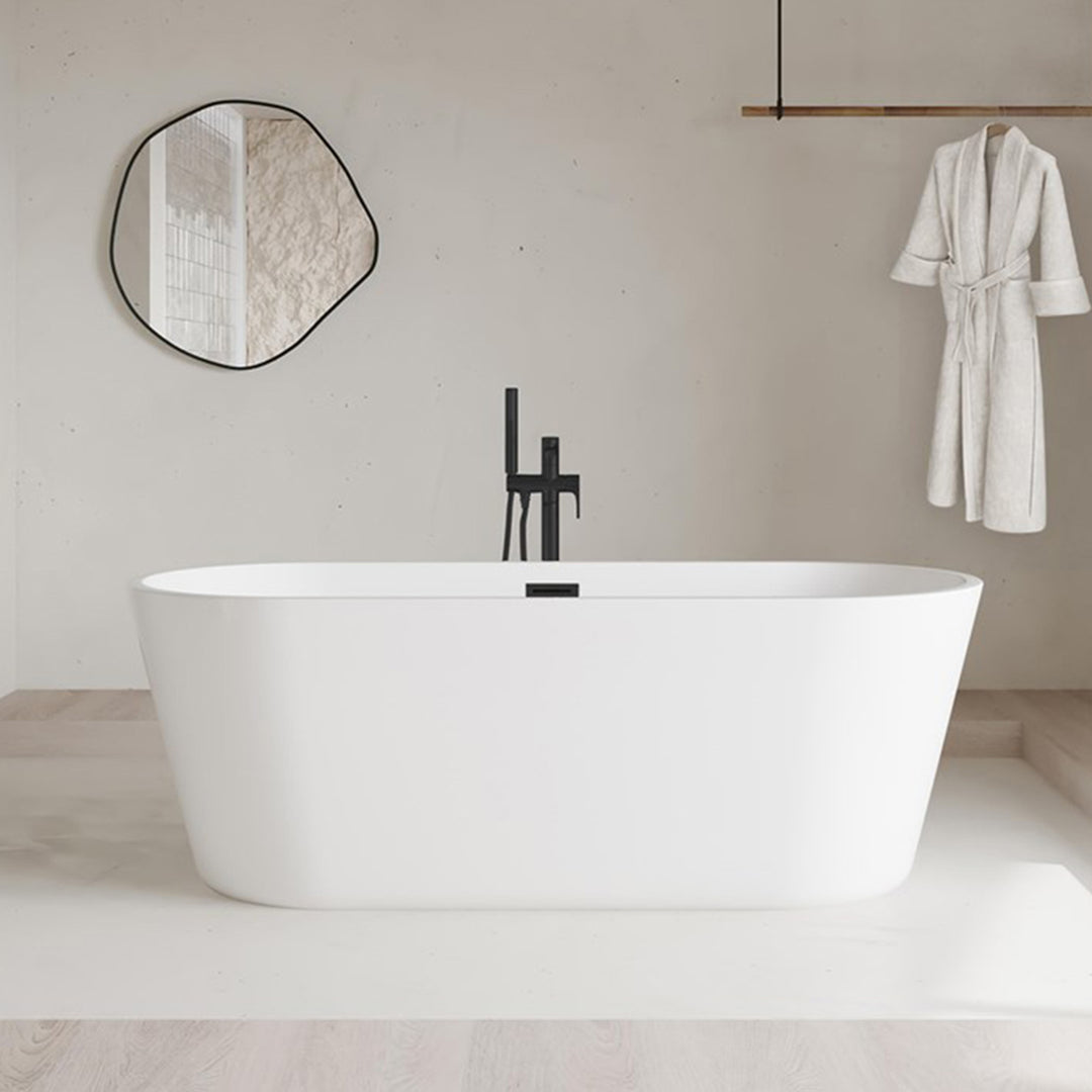 71 Inch Soaking Bathtub In Glossy White With Matte Black Trim Glossy White Finish - KITCHEN & BATH by Joshua Marshal