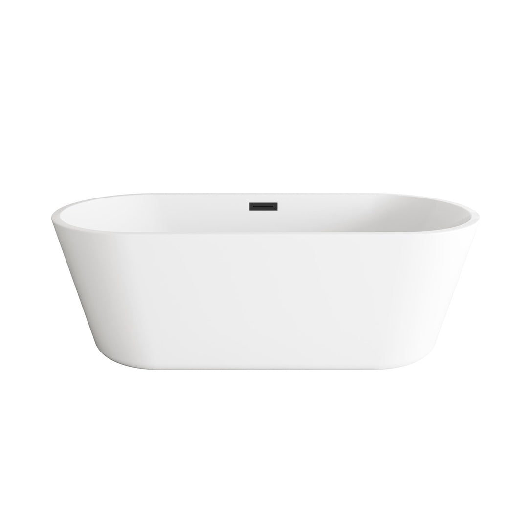 71 Inch Soaking Bathtub In Glossy White With Matte Black Trim - View 3 - Joshua Marshal