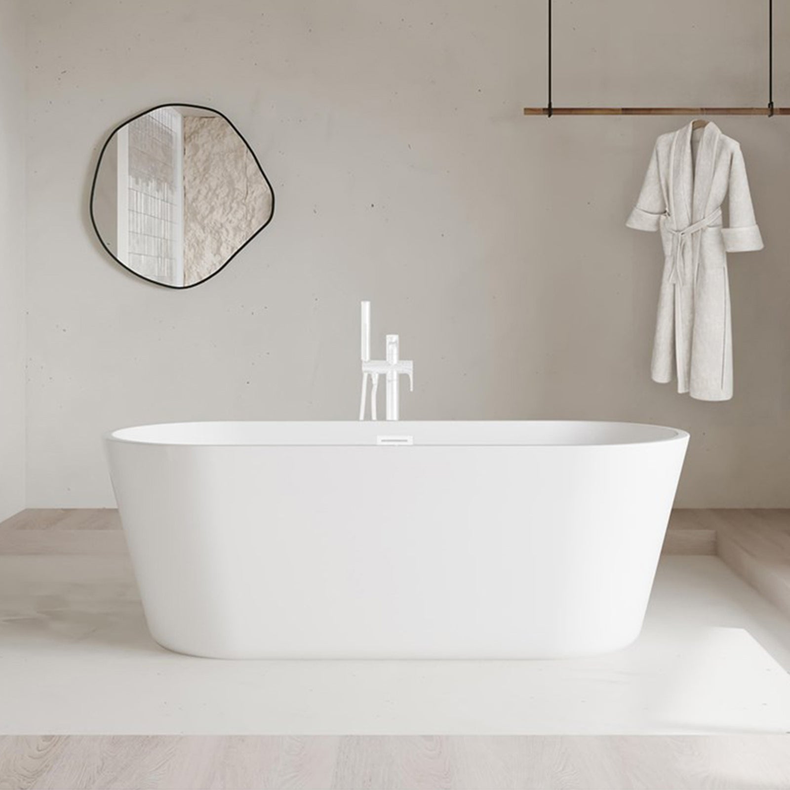 71 Inch Soaking Bathtub In Glossy White With Polished White Trim Glossy White Finish - KITCHEN & BATH by Joshua Marshal