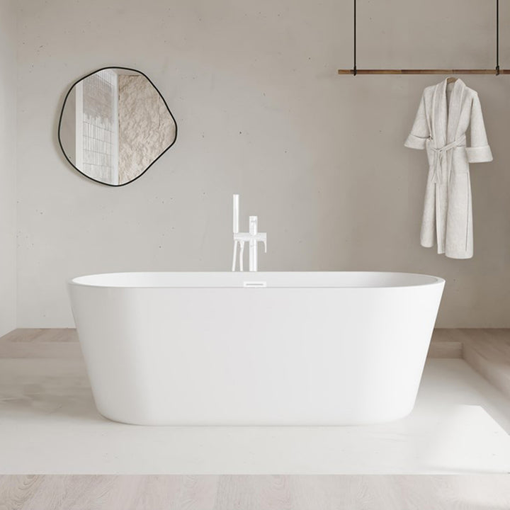 71 Inch Soaking Bathtub In Glossy White With Polished White Trim Glossy White Finish - KITCHEN & BATH by Joshua Marshal