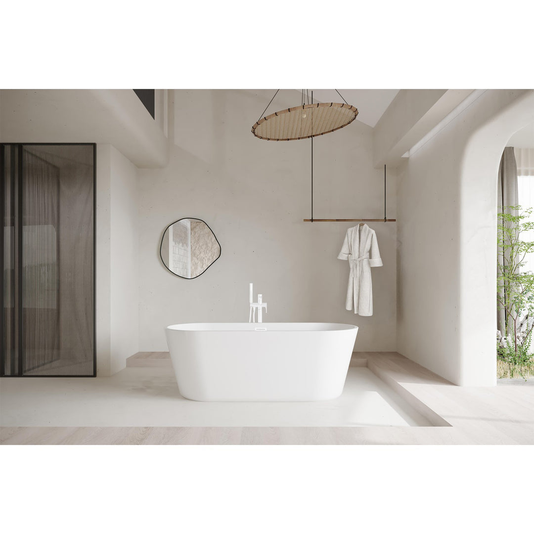 71 Inch Soaking Bathtub In Glossy White With Polished White Trim - View 2 - Joshua Marshal