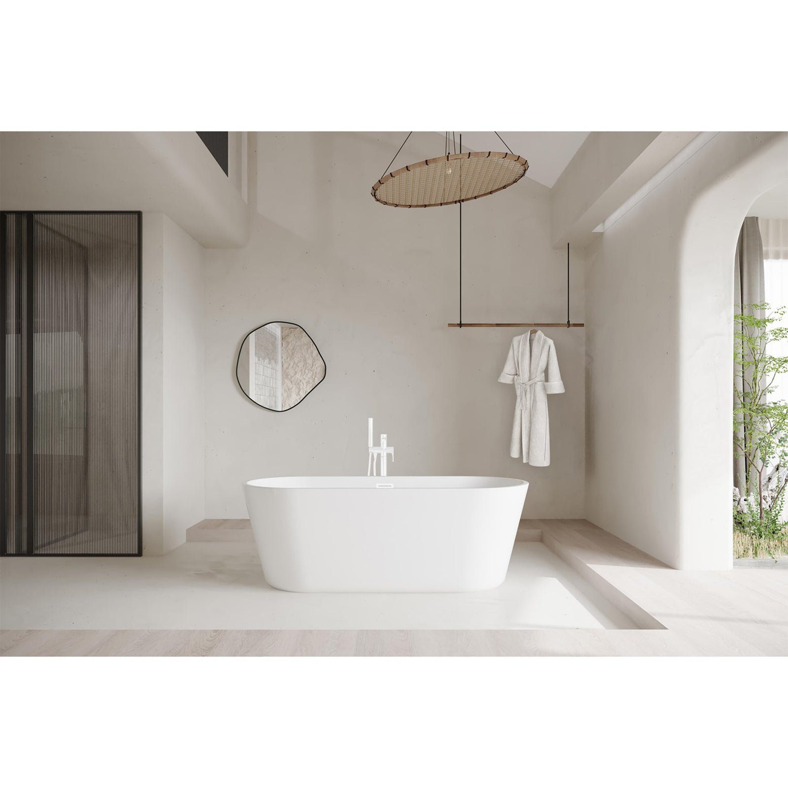 71 Inch Soaking Bathtub In Glossy White With Polished White Trim - View 2 - Joshua Marshal